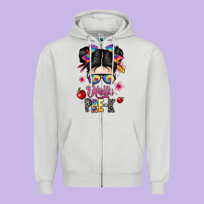 Hello Pre K Zipper Hoodie Designed By Texasbilliewilder