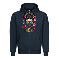 Navy hello pre k Zipper Hoodie - texasbilliewilder