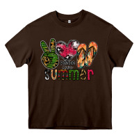 Chocolate Brown peace love summer Heavy Core Tee - CowhideDigitalArt