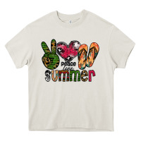 Cream peace love summer Heavy Core Tee - CowhideDigitalArt