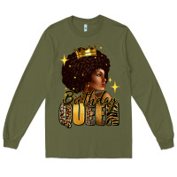 Army Green Birthday queen afro girl Long Sleeve Tee - RanaPortraitStore