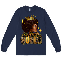 Navy Birthday queen afro girl Long Sleeve Tee - RanaPortraitStore