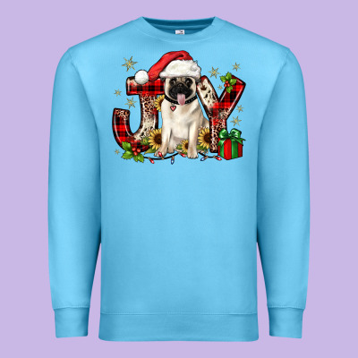 Christmas Joy Pug Premium Sweatshirt Designed By Jahusdesignshop