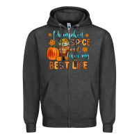 Charcoal Heather pumpkin spice and livin  my best life Zipper Hoodie - Zillion Design Studio