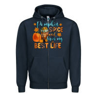 Navy pumpkin spice and livin  my best life Zipper Hoodie - Zillion Design Studio