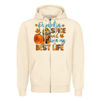 Sandshell pumpkin spice and livin  my best life Zipper Hoodie - Zillion Design Studio