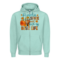 Seafoam pumpkin spice and livin  my best life Zipper Hoodie - Zillion Design Studio