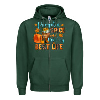 Sports Green pumpkin spice and livin  my best life Zipper Hoodie - Zillion Design Studio