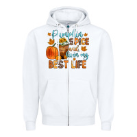 White pumpkin spice and livin  my best life Zipper Hoodie - Zillion Design Studio