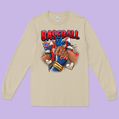 Long Sleeve Tee Baseball life afro girl sneakers