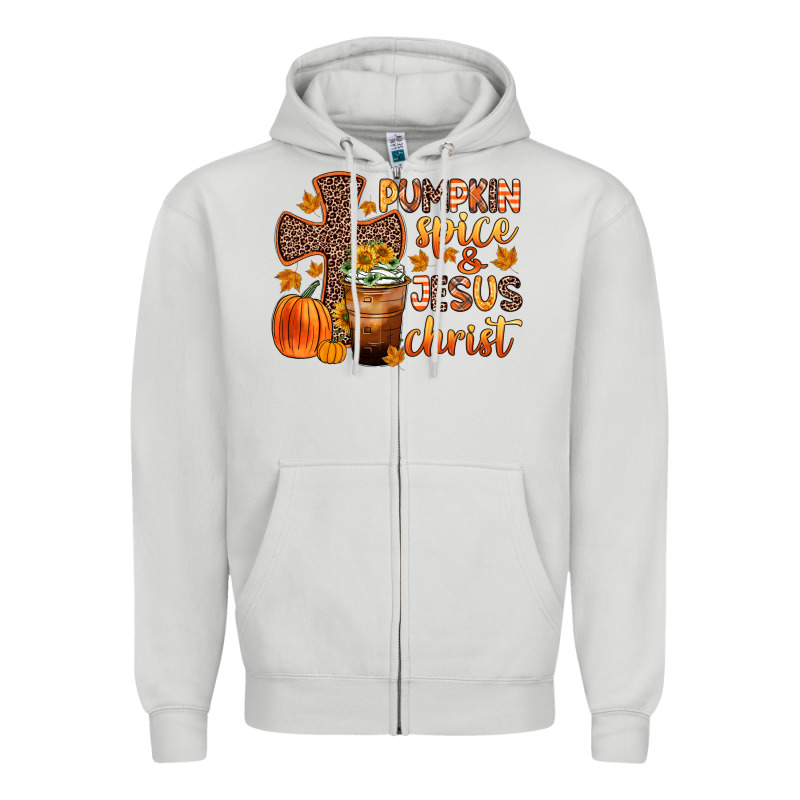 Pumpkin Spice And Jesus Christ Zipper Hoodie by Zillion Design Studio | Teevron