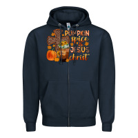 Navy pumpkin spice and jesus christ Zipper Hoodie - Zillion Design Studio