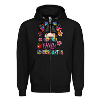 Black hello kindergarten Zipper Hoodie - texasbilliewilder