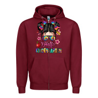 Burgundy hello kindergarten Zipper Hoodie - texasbilliewilder