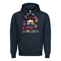 Navy hello kindergarten Zipper Hoodie - texasbilliewilder