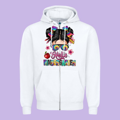 Hello Kindergarten Zipper Hoodie Designed By Texasbilliewilder