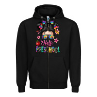 Black hello preschool kid Zipper Hoodie - texasbilliewilder