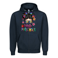 Navy hello preschool kid Zipper Hoodie - texasbilliewilder