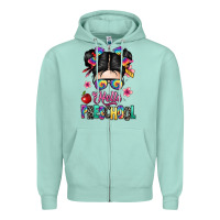 Seafoam hello preschool kid Zipper Hoodie - texasbilliewilder