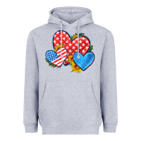 Heather Grey usa flag hearts with sunflower Heavyweight Hoodie - HRA Design Shop