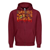 Burgundy flannels boots and bonfires Zipper Hoodie - Zillion Design Studio