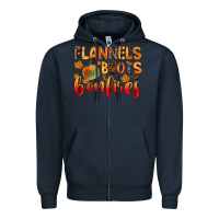 Navy flannels boots and bonfires Zipper Hoodie - Zillion Design Studio
