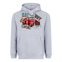 Heather Grey eat fresh buy local Heavyweight Hoodie - CowhideDigitalArt