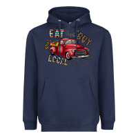 Navy eat fresh buy local Heavyweight Hoodie - CowhideDigitalArt
