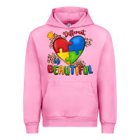 Fuchsia Pink different is beautiful autism Urban Hoodie - MaliasSmallBusiness