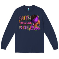 Navy Faith it does not make things easy Long Sleeve Tee - RanaPortraitStore