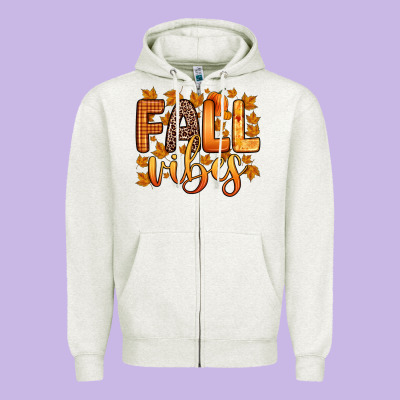 Fall Vibes Zipper Hoodie Designed By Zillion Design Studio