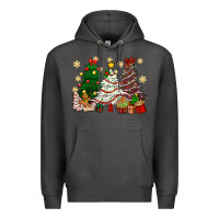 Charcoal Heather Cake Christmas trees Premium Hoodie - NancyCooperArtShop