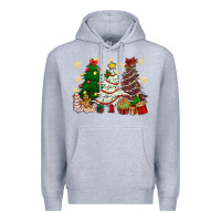 Heather Grey Cake Christmas trees Premium Hoodie - NancyCooperArtShop