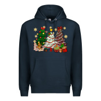 Navy Cake Christmas trees Premium Hoodie - NancyCooperArtShop
