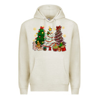 Oatmeal Heather Cake Christmas trees Premium Hoodie - NancyCooperArtShop