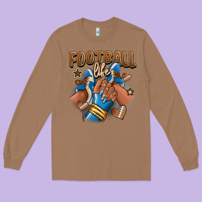 Long Sleeve Tee Football life afro girl sneakers