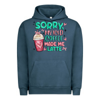 Pigment Midnight Navy sorry my iced coffee made me latte Urban Hoodie - MaliasSmallBusiness