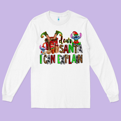Cup Of Chocolate And  With Christmas Stitch Elf Long Sleeve Tee Designed By Adodesignshop