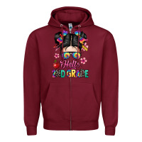 Burgundy hello second grade kid Zipper Hoodie - texasbilliewilder