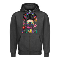 Charcoal Heather hello second grade kid Zipper Hoodie - texasbilliewilder
