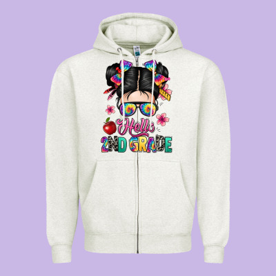 Hello Second Grade Kid Zipper Hoodie Designed By Texasbilliewilder