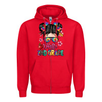 Red hello second grade kid Zipper Hoodie - texasbilliewilder