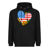 Black usa flag heart with sunflower Heavyweight Hoodie - HRA Design Shop