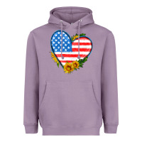Lavender usa flag heart with sunflower Heavyweight Hoodie - HRA Design Shop