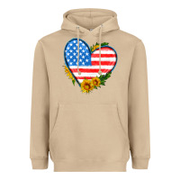 Mushroom usa flag heart with sunflower Heavyweight Hoodie - HRA Design Shop