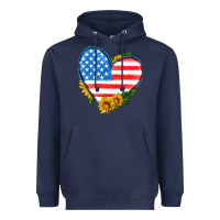 Navy usa flag heart with sunflower Heavyweight Hoodie - HRA Design Shop
