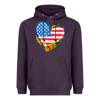 Plum usa flag heart with sunflower Heavyweight Hoodie - HRA Design Shop