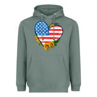 Sage usa flag heart with sunflower Heavyweight Hoodie - HRA Design Shop