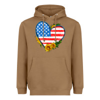 Toasted Coconut usa flag heart with sunflower Heavyweight Hoodie - HRA Design Shop