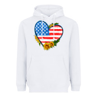 White usa flag heart with sunflower Heavyweight Hoodie - HRA Design Shop
